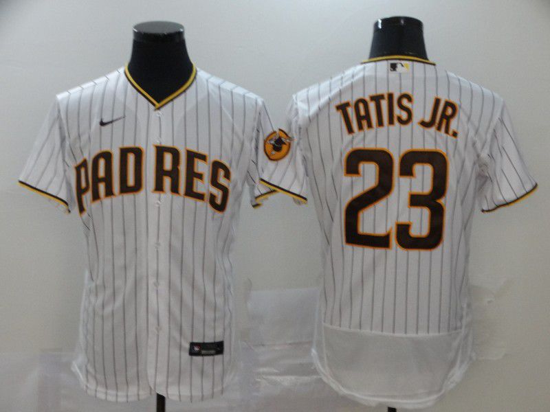 Men San Diego Padres 23 Tatis jr White stripes Nike Elite MLB Jerseys